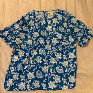 Appleseed's Blue and White Floral Blouse